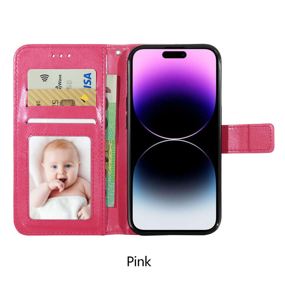 Apple iPhone Leather Flip Slot Holder Wallet Case Card 14 13 12 11 X Pink - Eastlakes Electronics Sydney